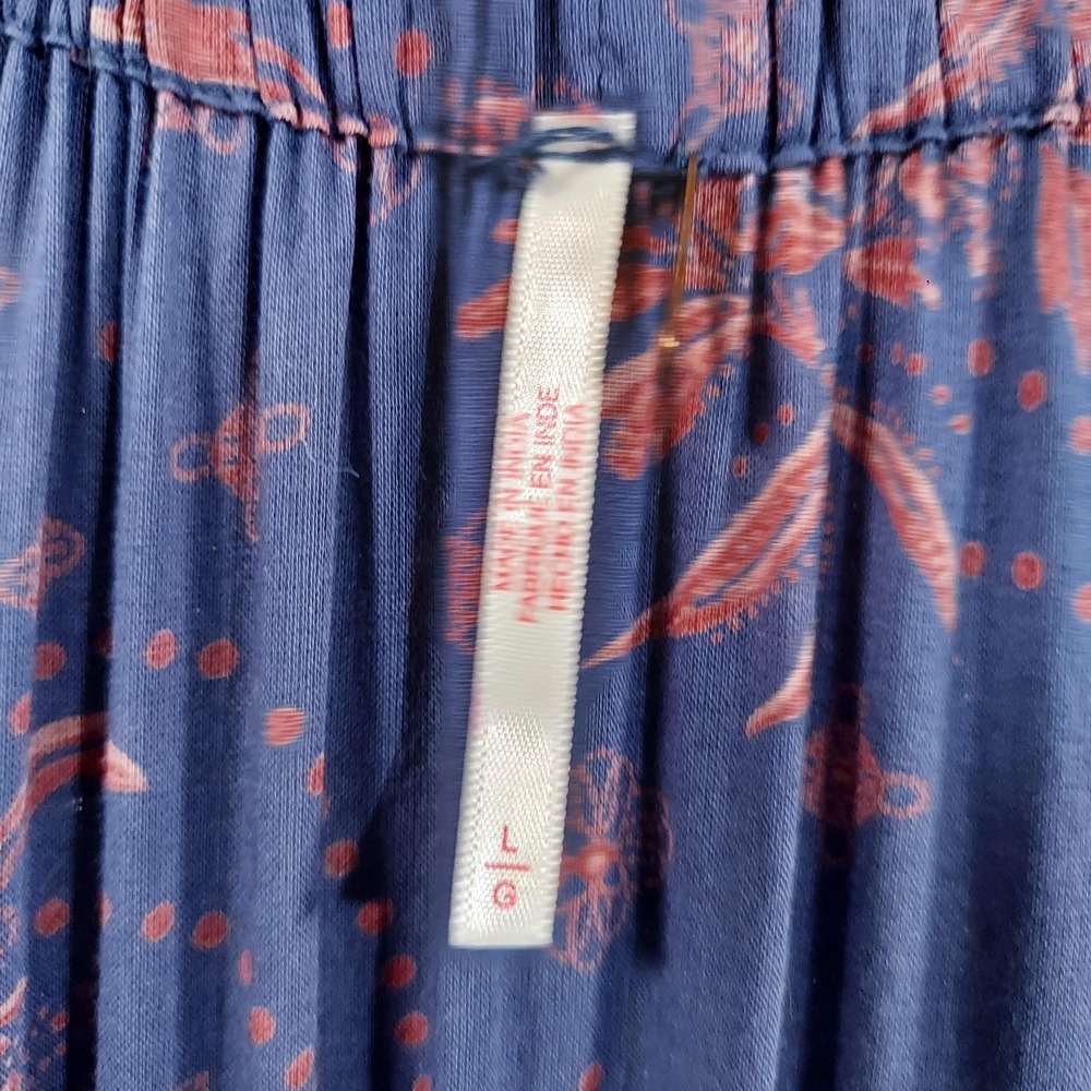Free People Dress Womens Large Blue Floral Maxi Long Sleeve Boho Peasant Pockets - Picture 3 of 14
